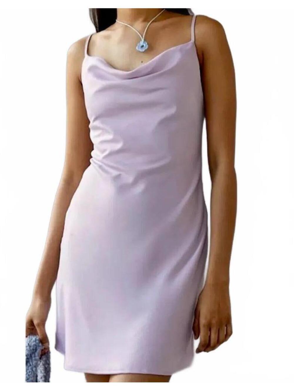 Urban Outfitters Lilac Satin Cowl Neck Mini Slip Dress Large